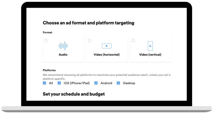 format and platform targeting spotify video ads